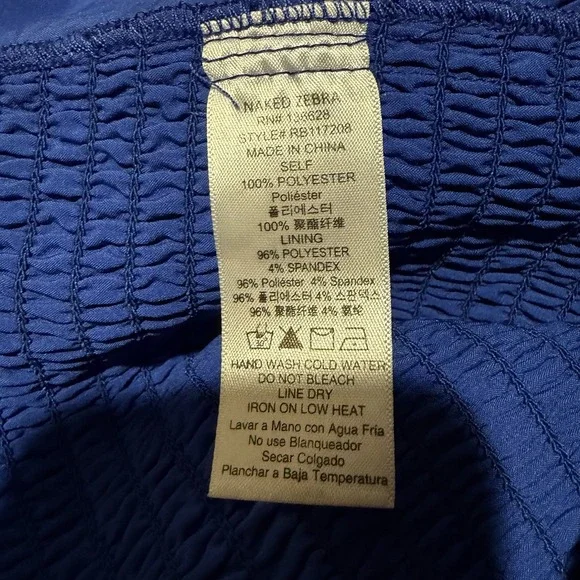 Naked Zebra NWT Woman's Off Shoulder Smocked Long Sleeve Crop Top Size L Blue - Picture 8 of 11